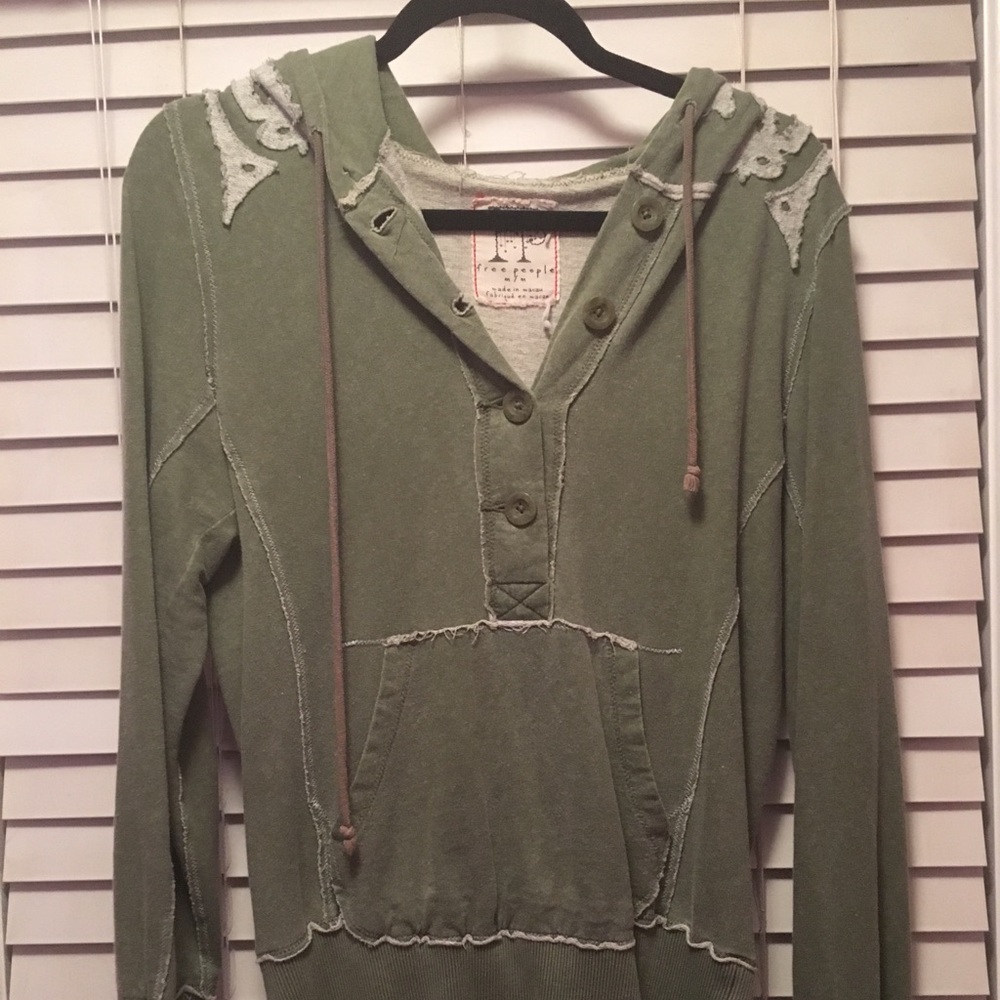 FREE PEOPLE Vintage Boho Hoodie w Buttons